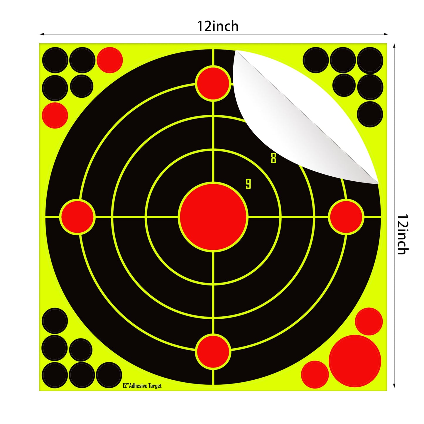 PTPHJEG 12x12 inch Silhouette Splatter Targets - Bright Fluorescent Yellow Easily seen on Impact When Hitting Target for BB Guns, airguns, Rifles, Indoor and Outdoor ranges (50 Pack)
