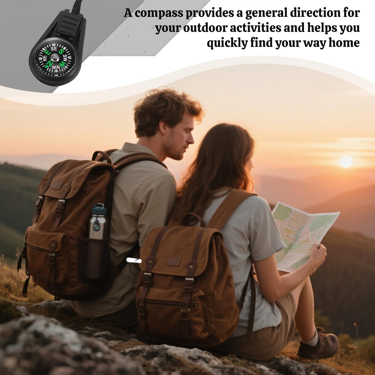 110 Pcs Mini Survival Compass Outdoor Camping Hiking Pocket Compass Mini Compass Party Favor for Paracord Bracelet Necklace Key Chain Outdoor Activities Hiking Accessory（Black）