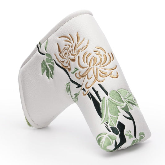 Chrysanthemum Golf Head Covers, Floral Style Blade Putter Cover, Unique Design Golf Club Covers Funny, Golf Headcovers PU Leather and Advanced Embroidery with Soft Inner Lined for Most Brands - Autumn