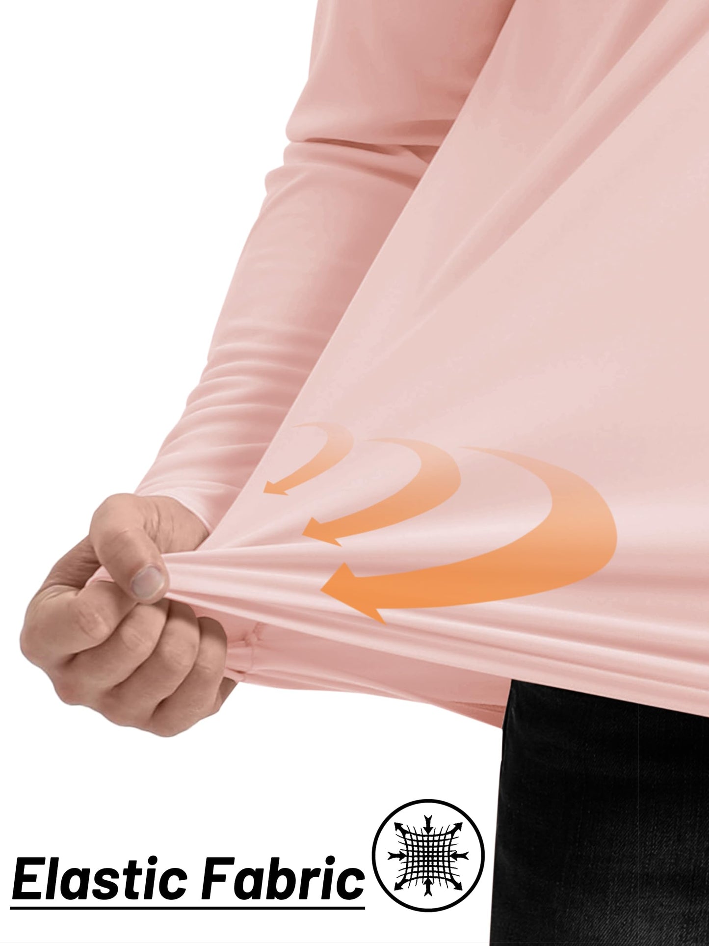 TACVASEN Long Sleeve Shirts Men Athletic Quarter Summer Tops for Sun Protection Men Workout Golf Shirts Running for Rash Guard Light Pink XXL