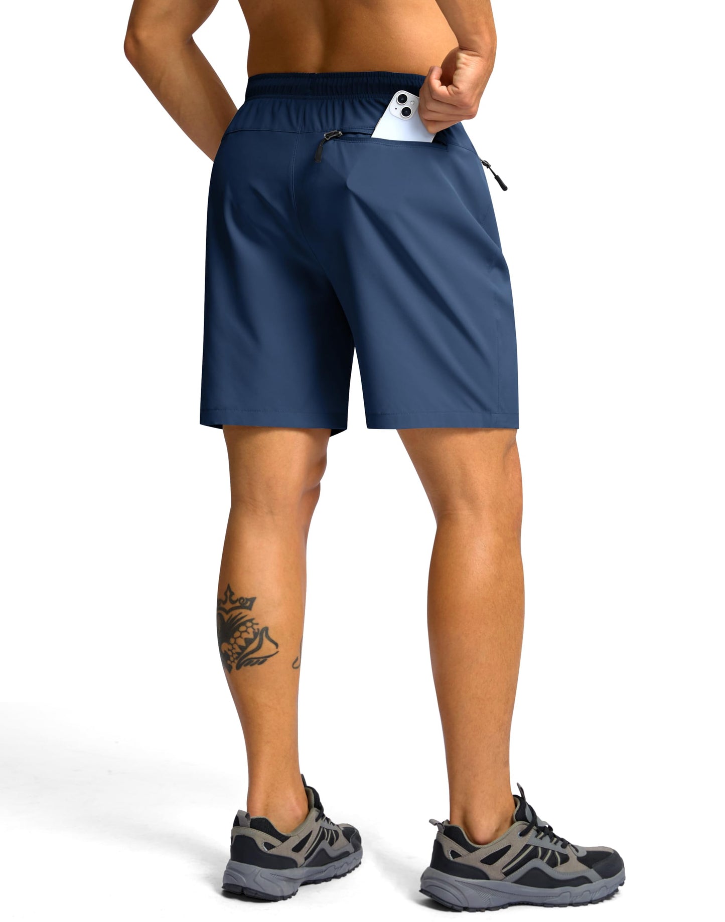 G Gradual Men's Hiking Shorts 7"/9" Lightweight Athletic Shorts for Men Quick Dry Stretch Casual Shorts with 3 Zipper Pockets(7inch,Dusty Blue,L)