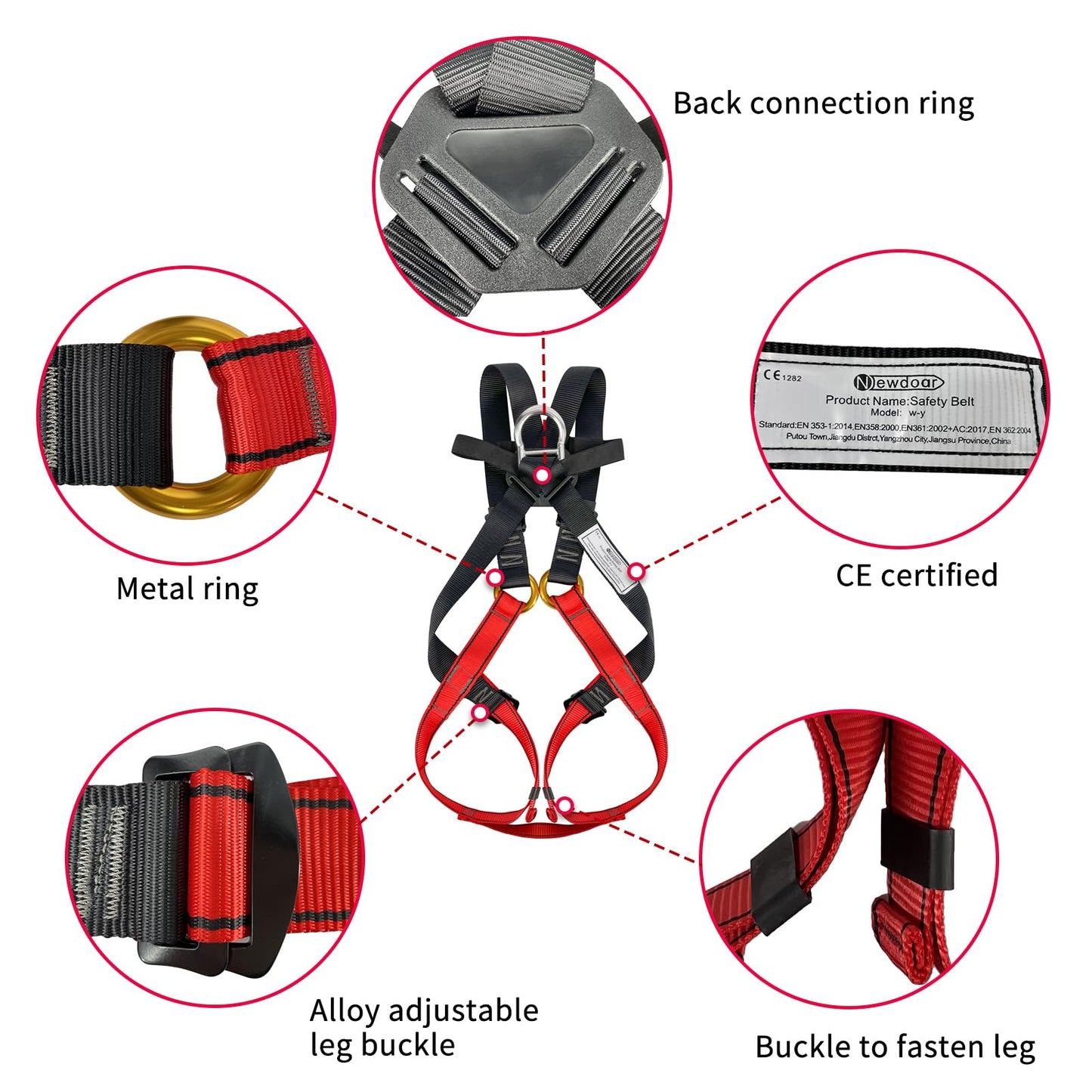 NewDoar Climbing harness CE Certification Full Body for Amusement Park & Rock Climbing Expedition(7-10 Years)