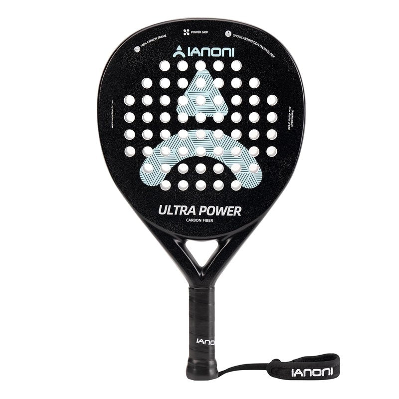 ianoni Padel Racket Carbon Fiber+ Rough face with EVA Memory Flex Foam Core -Ultra Power-Black