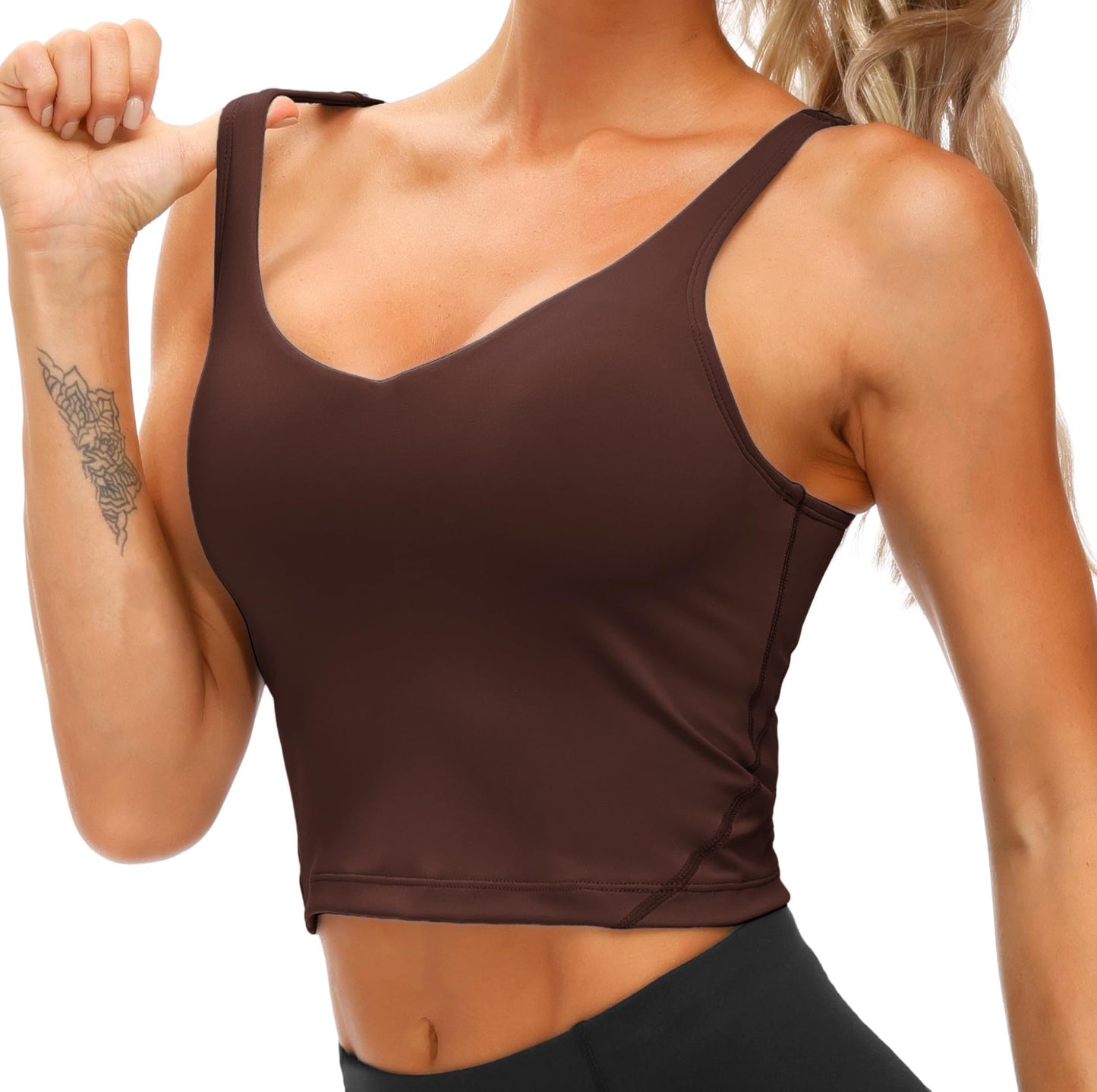 THE GYM PEOPLE Womens' Longline Sports Bra Medium Support Workout Tank Tops