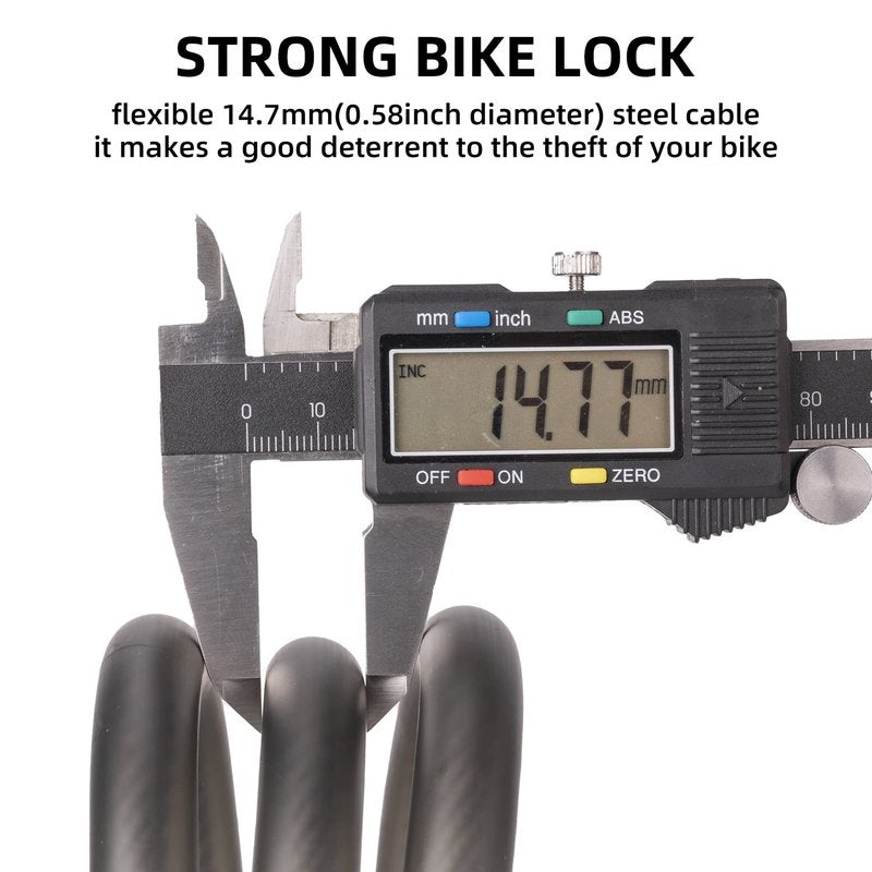 ROCKBROS Bike Lock Cable 4 Feet Bicycle Cable Lock with Mounting Bracket 2 Secure Keys 1/2 Inch Diameter (Matte)