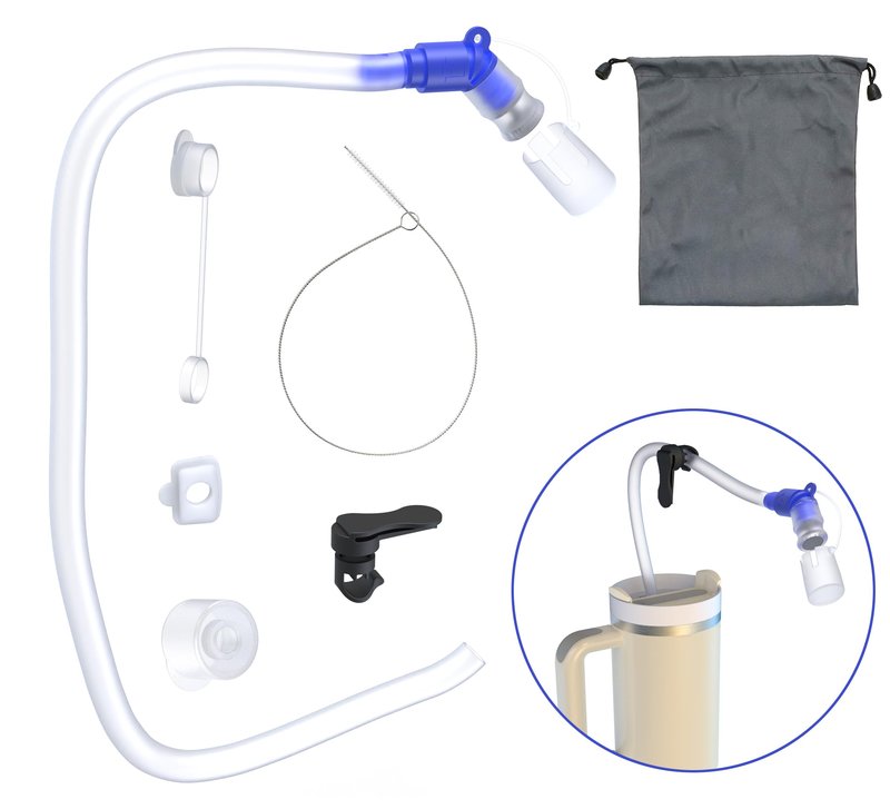 Tube Adapter System - Hands-Free Drinking System for Stanley 30oz, 40oz Tumblers | Leak-Proof Silicone Hose Kit with Magnetic Clip & Cleaning Brush | BPA-Free Travel, Hiking, Wheelchair Accessible