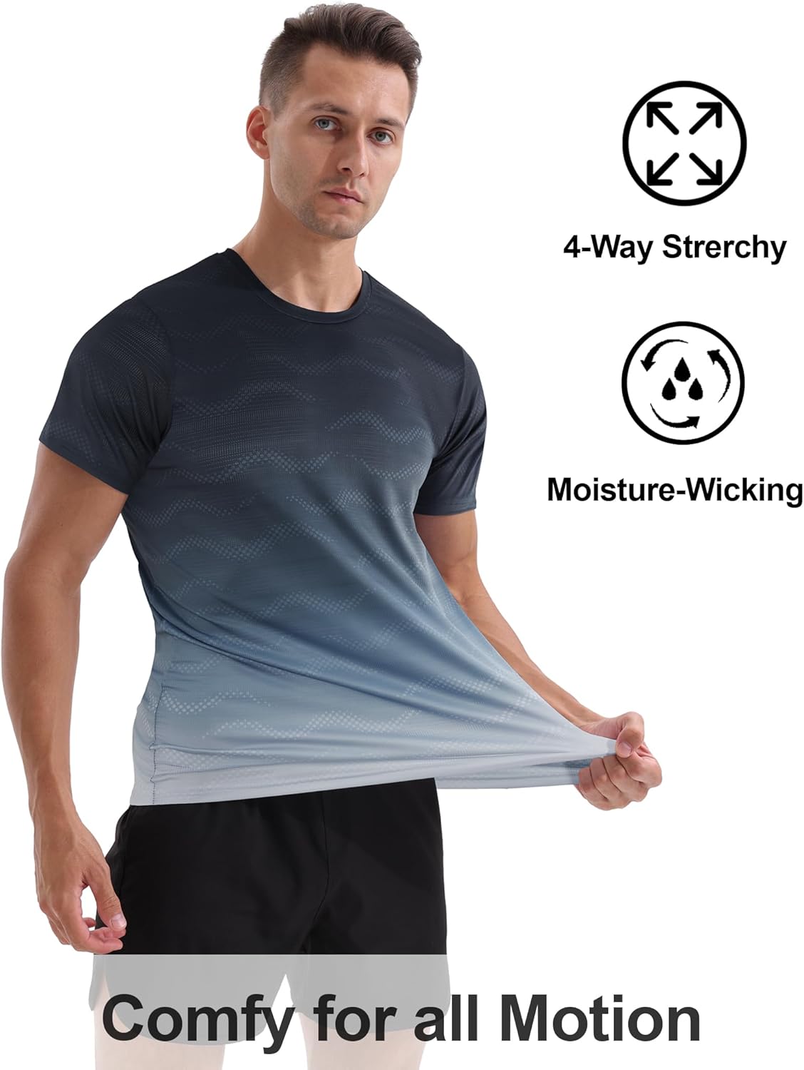 Men's Dry Fit Workout Shirts - Quick Dry Performance Gym Tops for Athletic Running & Training