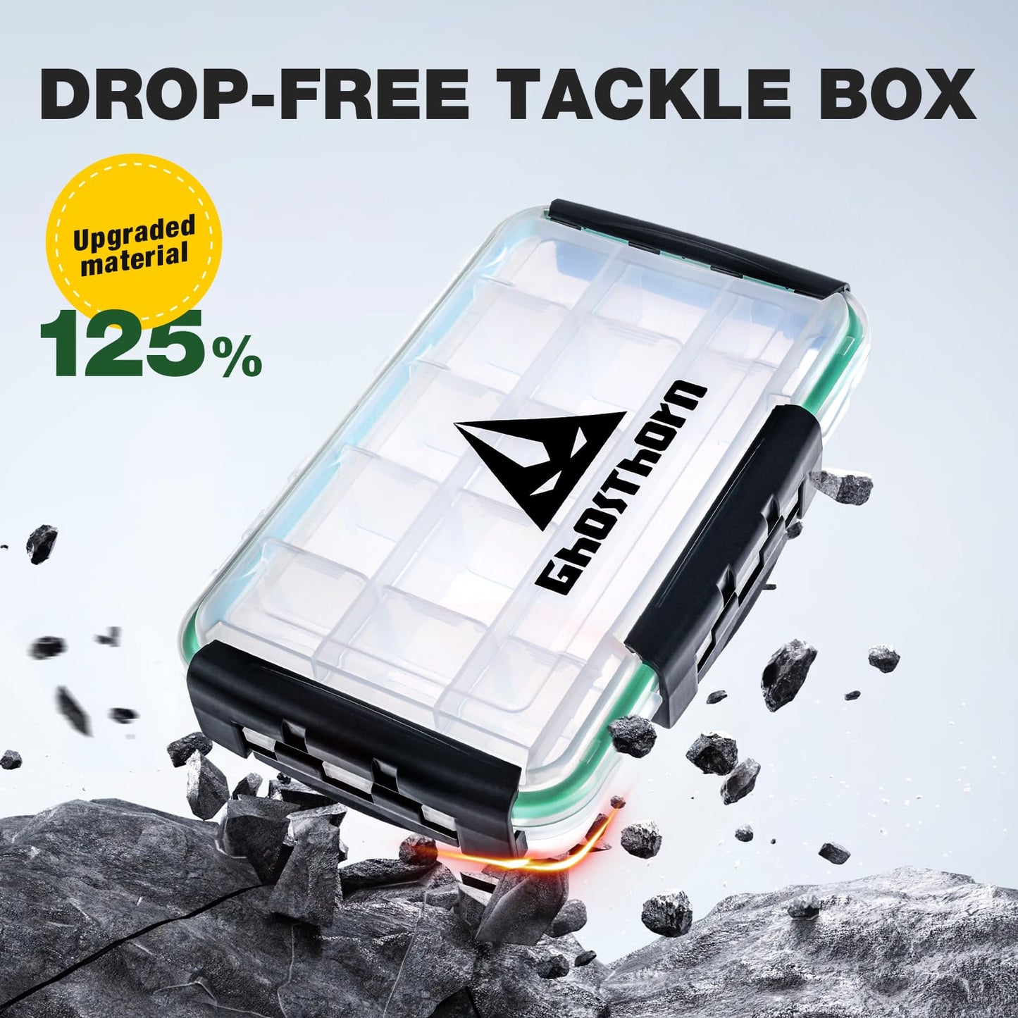Ghosthorn Fishing Tackle Box, Waterproof 3600 and 3700 Tackle Trays, Plastic Tackle Box Organizer with Removable Dividers Storage Lure Box for Lures 2 Pack (3600 * 2)