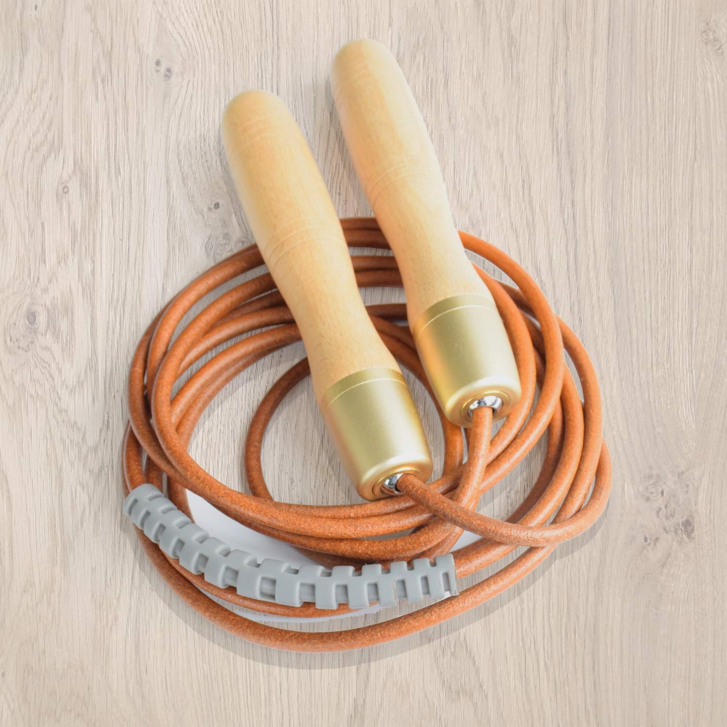 Ahomie Leather Jump Rope, Adjustable Skipping Jumping Ropes, with Rotary Bearing and Pure Wood Handles, for Gym & Home Fitness Workouts