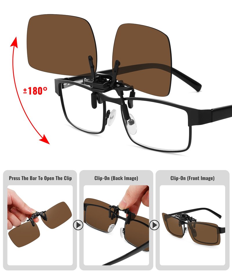 MEETSUN Polarized Clip On Sunglasses for Men Women Sports Fishing Driving Hiking Fit Over Prescription Glasses 5Pack-Black+Blue+Dark Green+Brown+Night Vision
