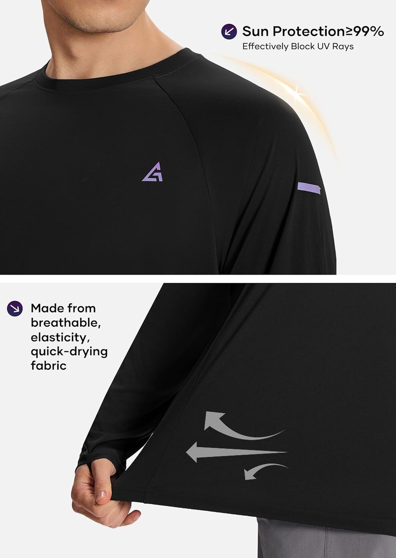 Men's Sun Protection Shirt - UPF 50+ Long Sleeve UV Rash Guard for Fishing & Beach | Quick Dry Athletic Wear
