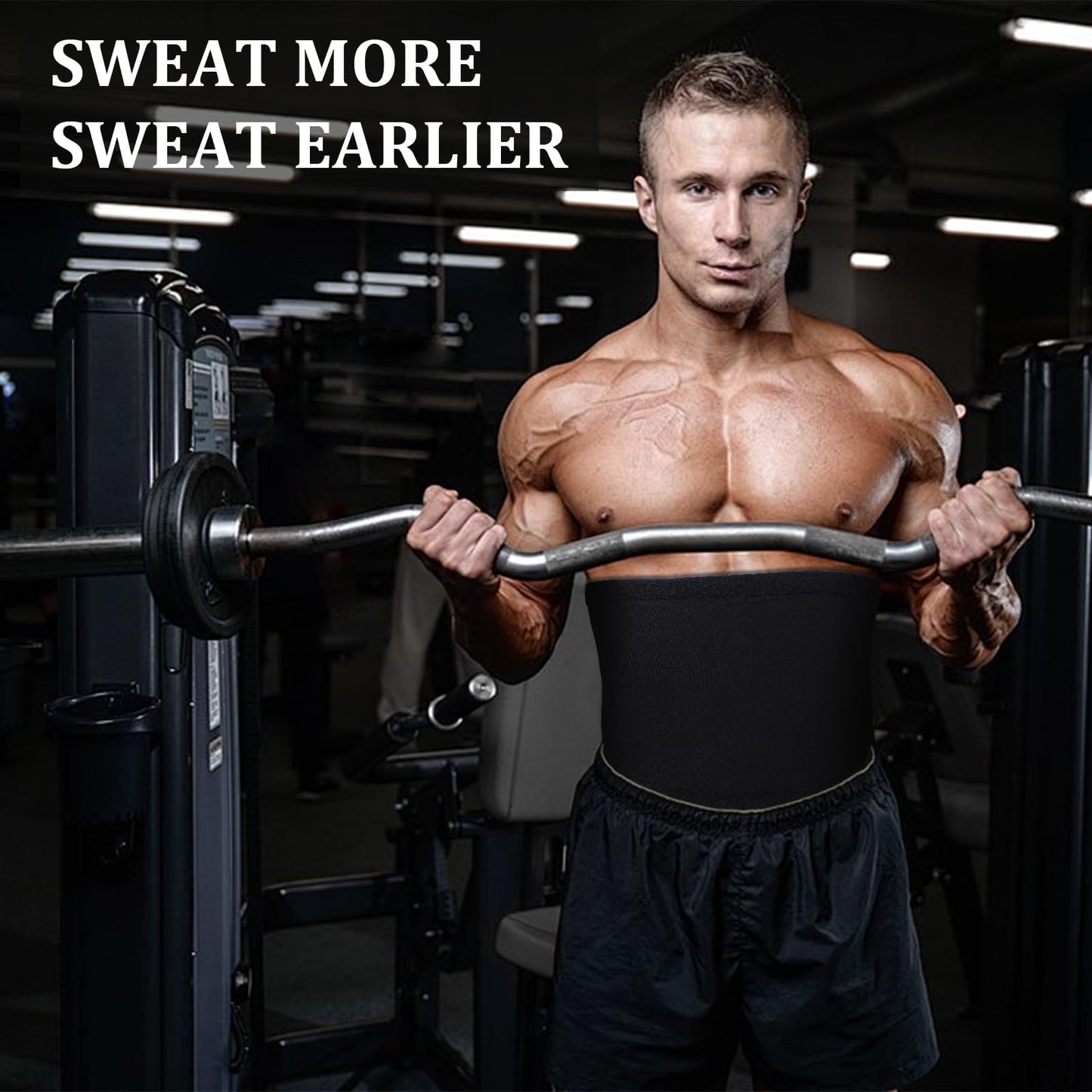 Qianyu Waist Trainer Trimmer Workout Stomach Wrap Belt Sweat Belt Band for Men Lower Belly Cincher Sauna Band Body Shaper Tummy Control For Bodybuilding Exercise Sculpt Gym Accessories