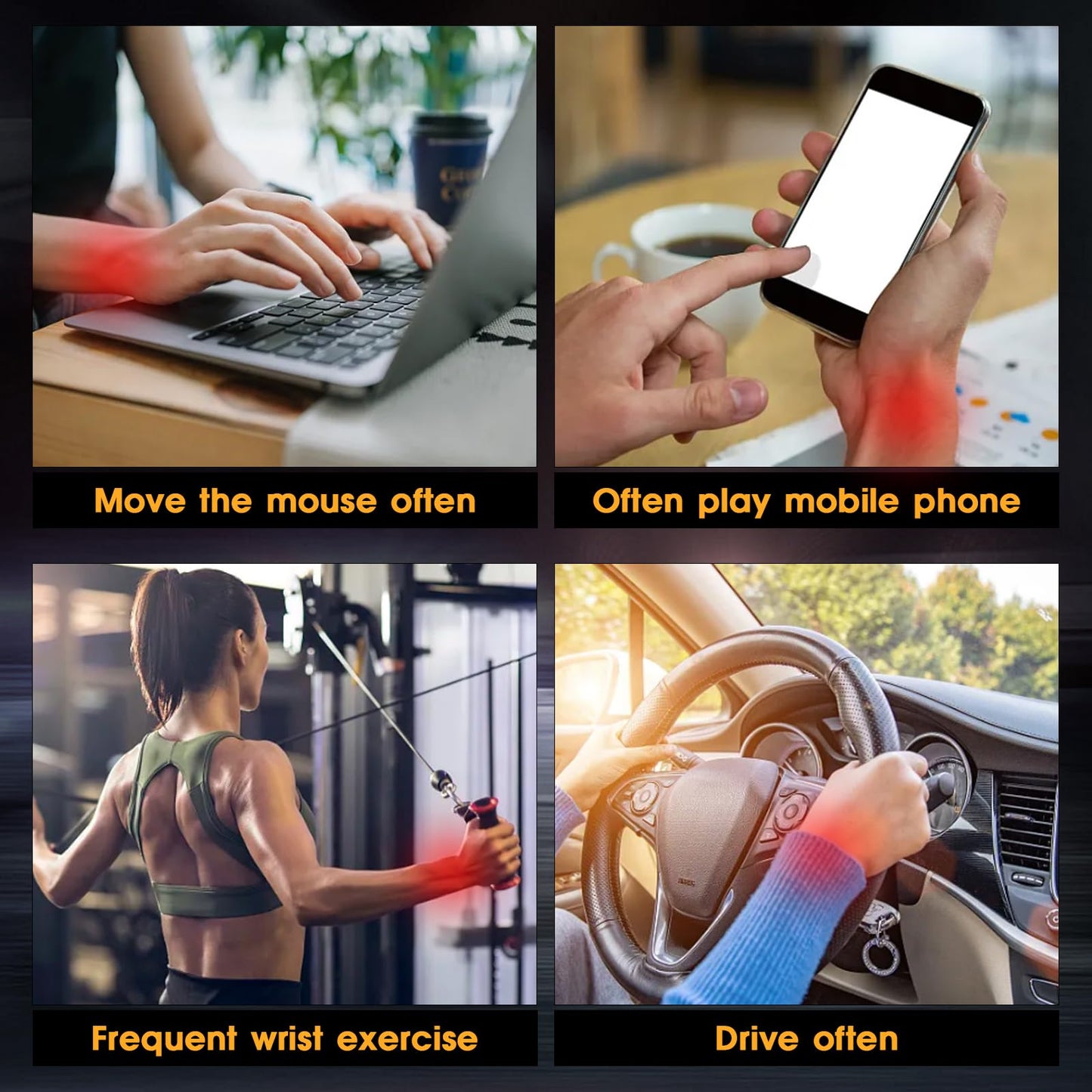 JIN BD Auto-Start Wrist Ball, Gyroscopic Desk Toy & Wrist Trainer（Black LED Light Model）