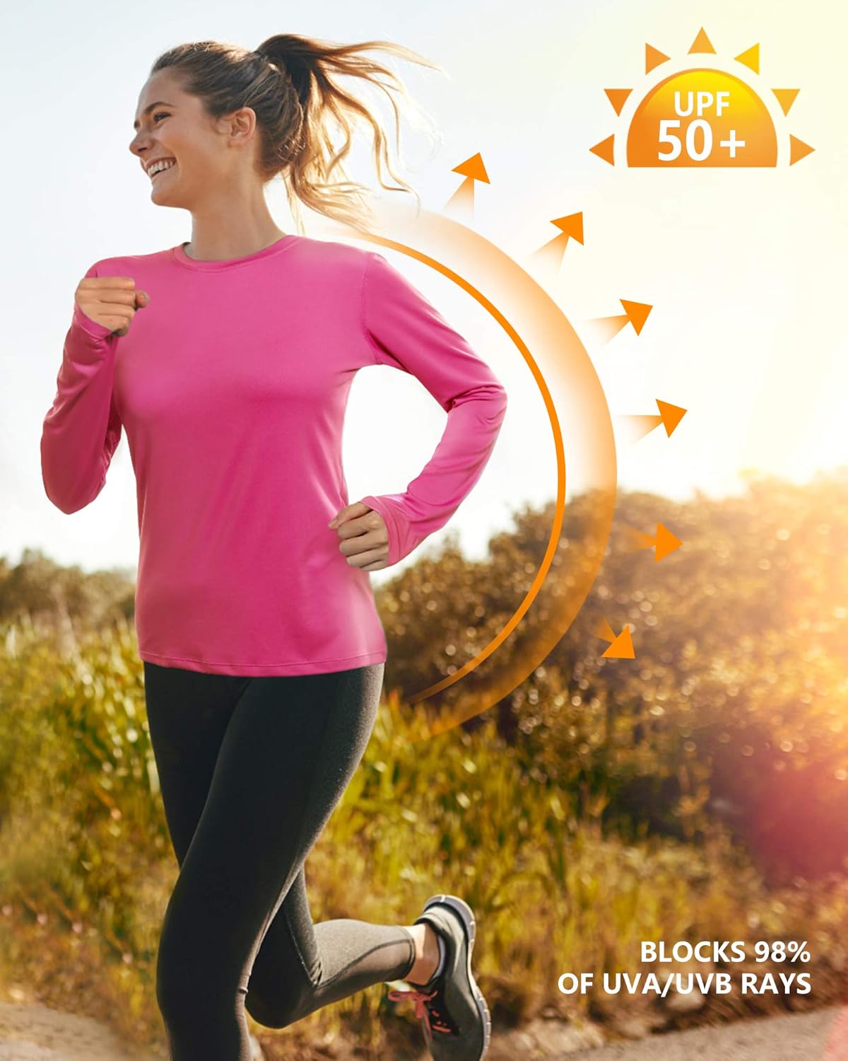 Women's Sun Protection Long Sleeve Swim Shirt - UPF 50+ UV Rash Guard for Hiking & Running