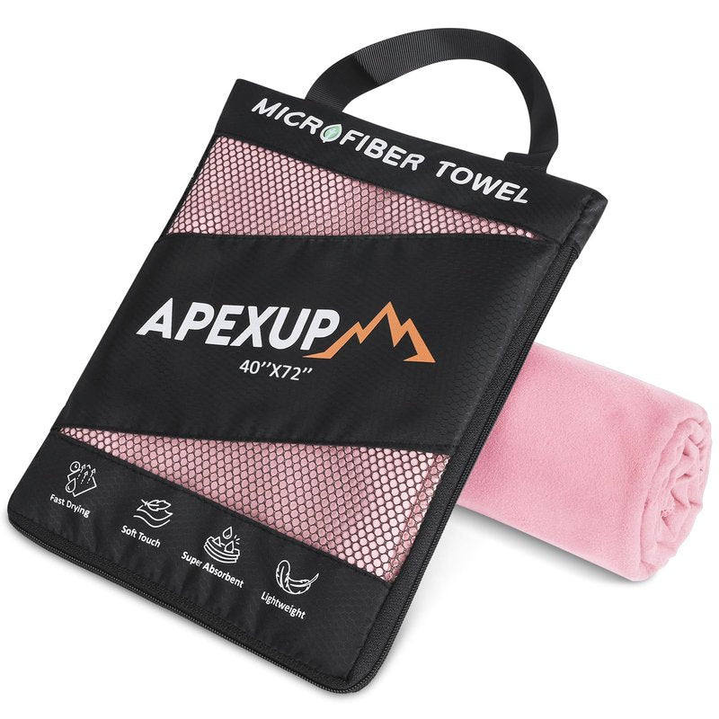 APEXUP Microfiber Travel Towel, Ultra Absorbent Quick Dry Towels, Lightweight Gym Sports Camping Towel for Workout, Yoga, Beach, Shower, Swimming (60"×30", Pale Rose)