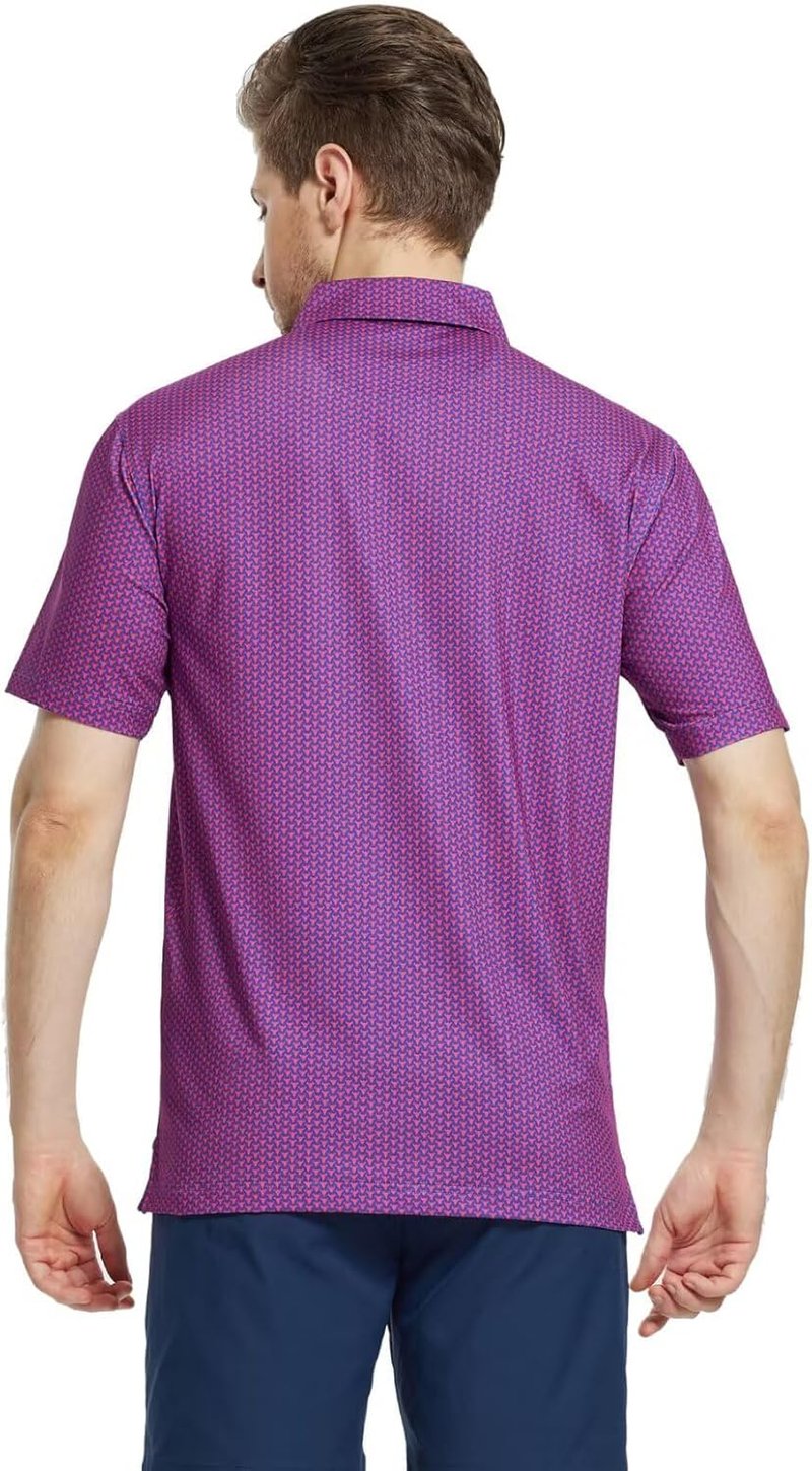 Men's Golf Shirt - Short Sleeve Dry Fit Moisture-Wicking Polo with Performance Patterns | Comfortable Fit