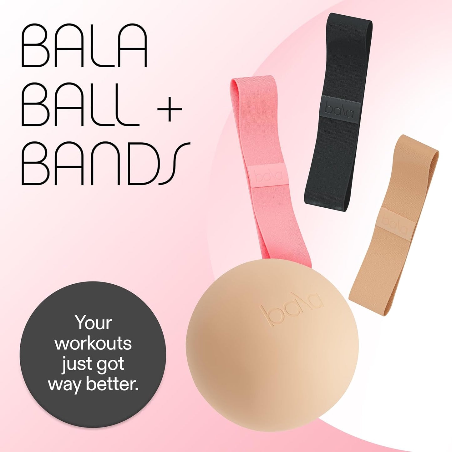 Bala Bands & Bala Balls Home Workout Equipment Bundle - Blush | Fitness Essentials for Effective Workouts