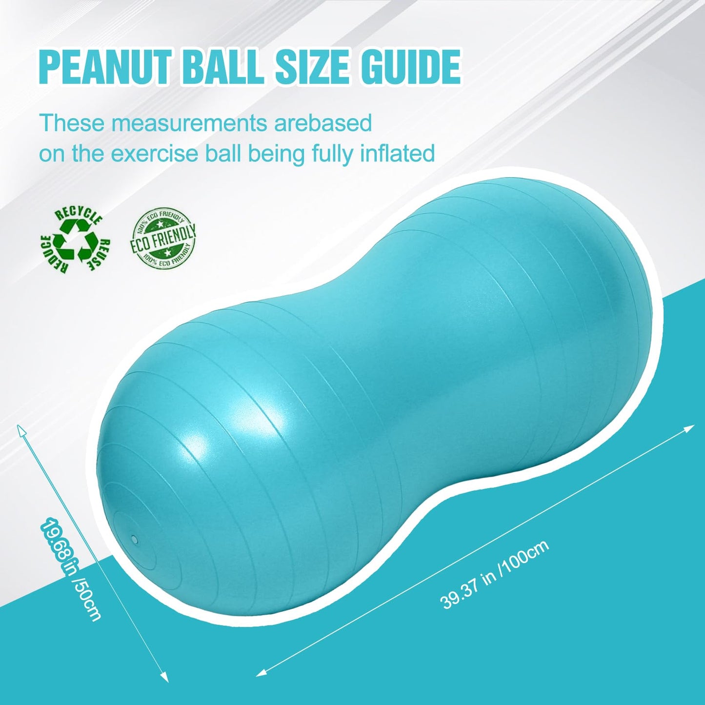 INPANY Peanut Exercise Ball for Labor, Physical Therapy & Fitness(Cyan)