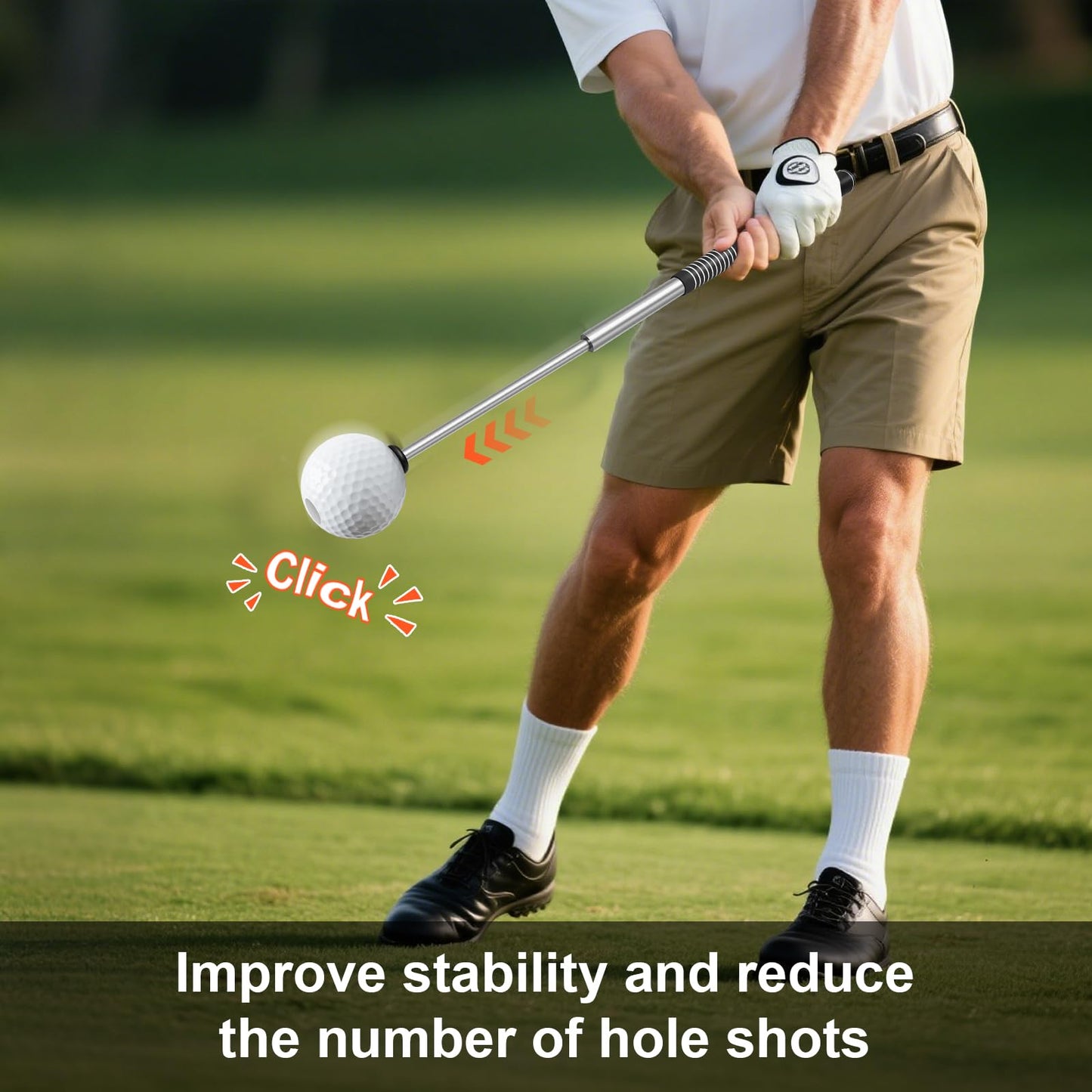 Beauyist Pro-Level Retractable Golf Swing Trainer - Right-Handed Click Stick Golf Grip Trainer | Practice & Pre-Round Warm-Up Golf Training Aid