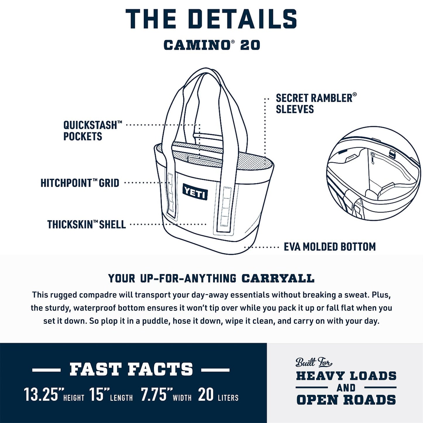 YETI Camino 20 Carryall with Internal Dividers, All-Purpose Utility Bag, Alpine Yellow