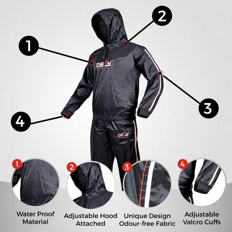 DEFY Heavy Duty Sauna Suit - Full Body Weight Loss Hoodie for Men & Women | Anti-Rip Gym Workout Gear