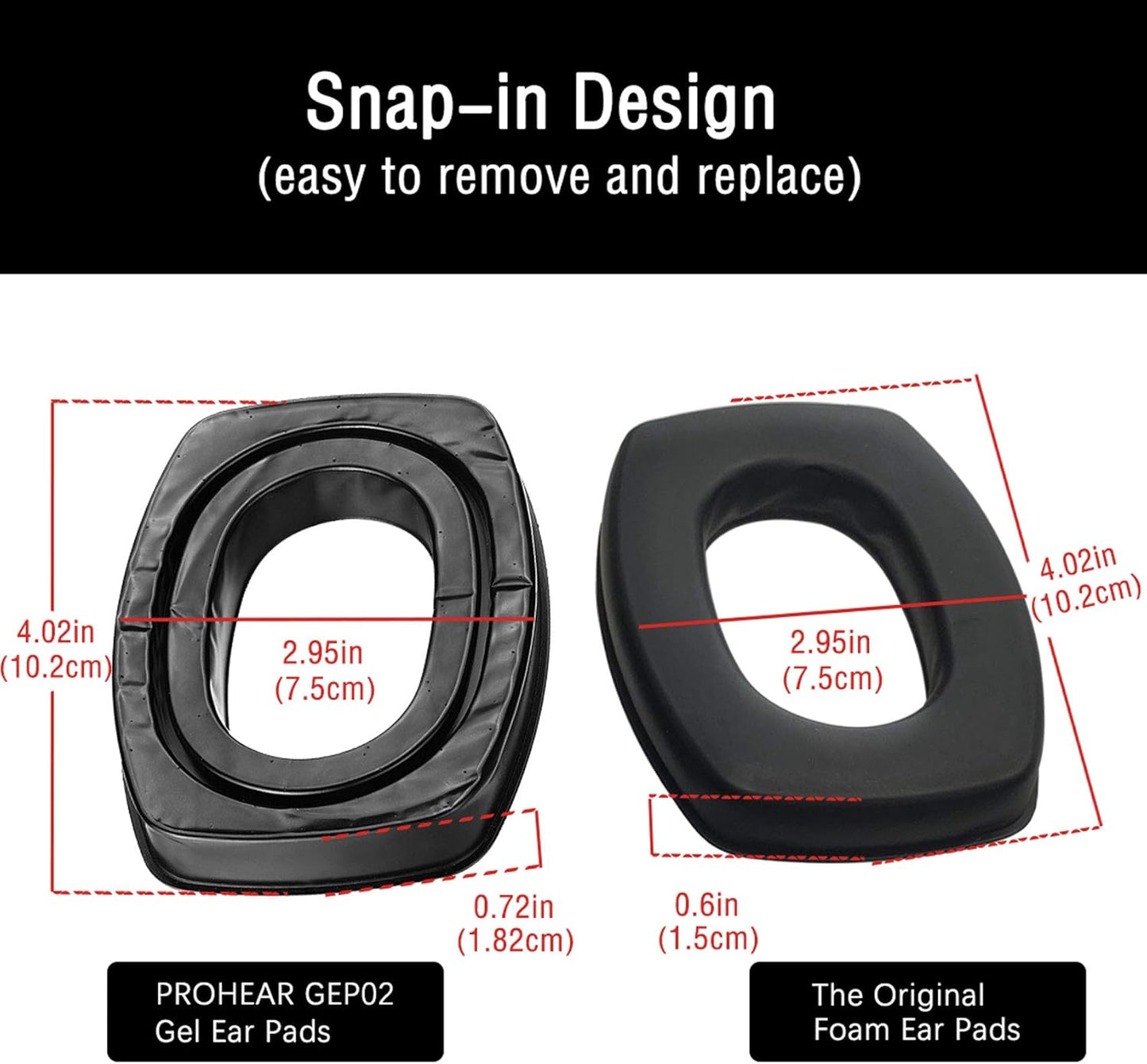 Gel Ear Pads for Howard Leight Impact Sport Pro Earmuffs - Comfortable Replacement Cushion