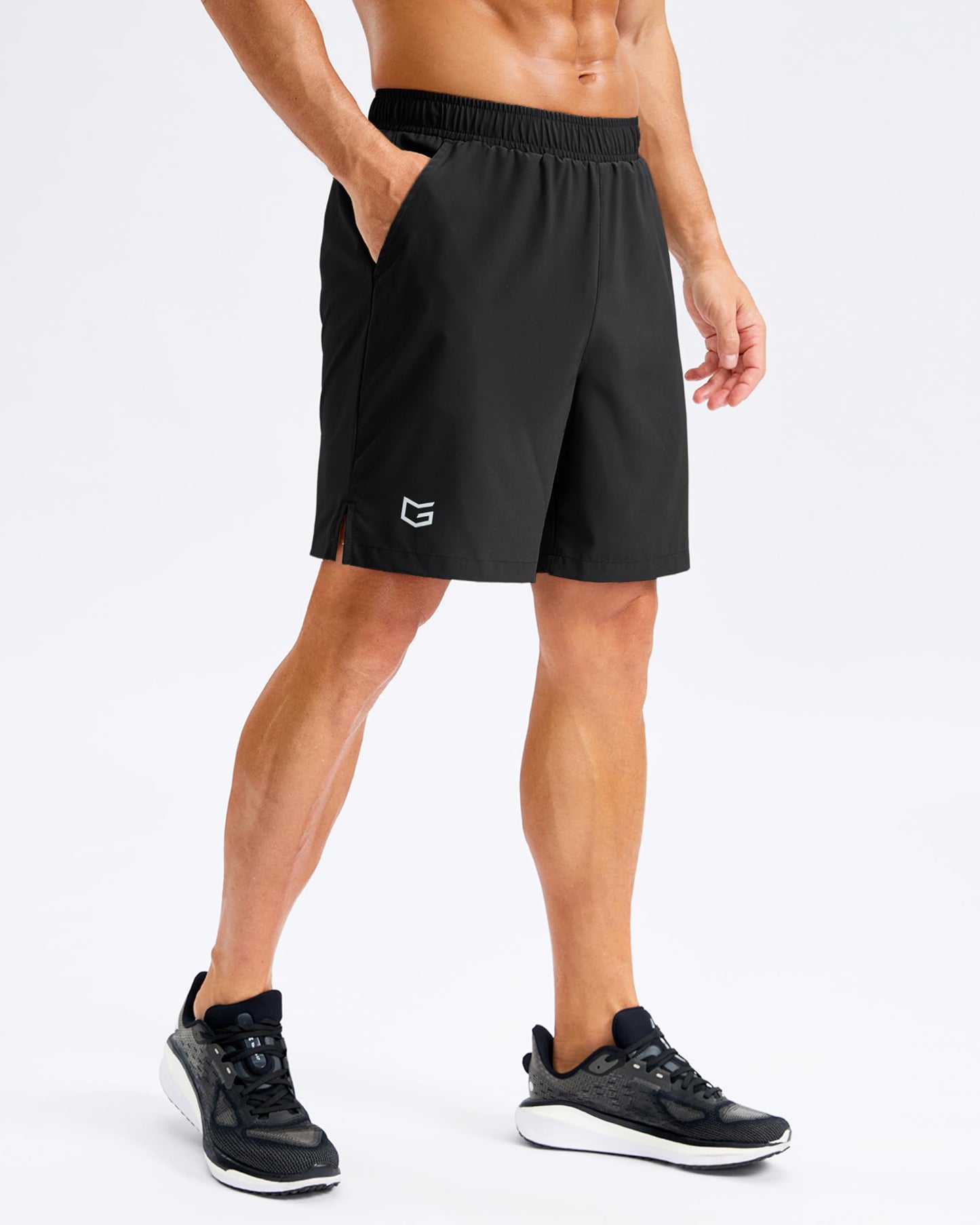 G Gradual Men's Athletic Running Shorts with Pockets Lightweight Quick Dry 5"/ 7"/ 9" Basketball Workout Gym Shorts for Men(Black,L7_L)