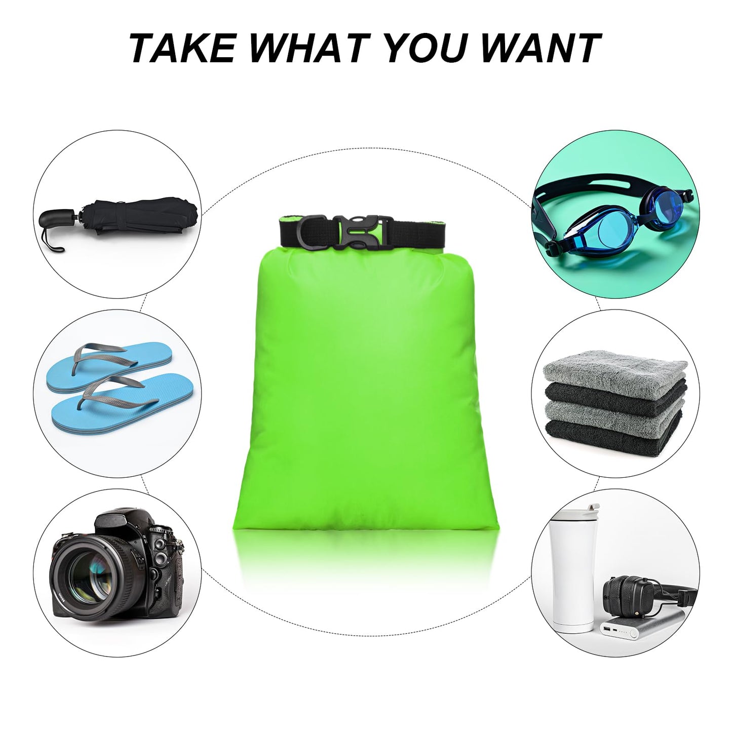 Shappy 12 Pcs 6/12 Pcs Waterproof Dry Bags, Lightweight Outdoor Waterproof Dry Stuff Sacks 15/8/5/4/3/2 L and Long Adjustable Shoulder Strap for Kayaking Rafting Boating Hiking Camping (Dark)