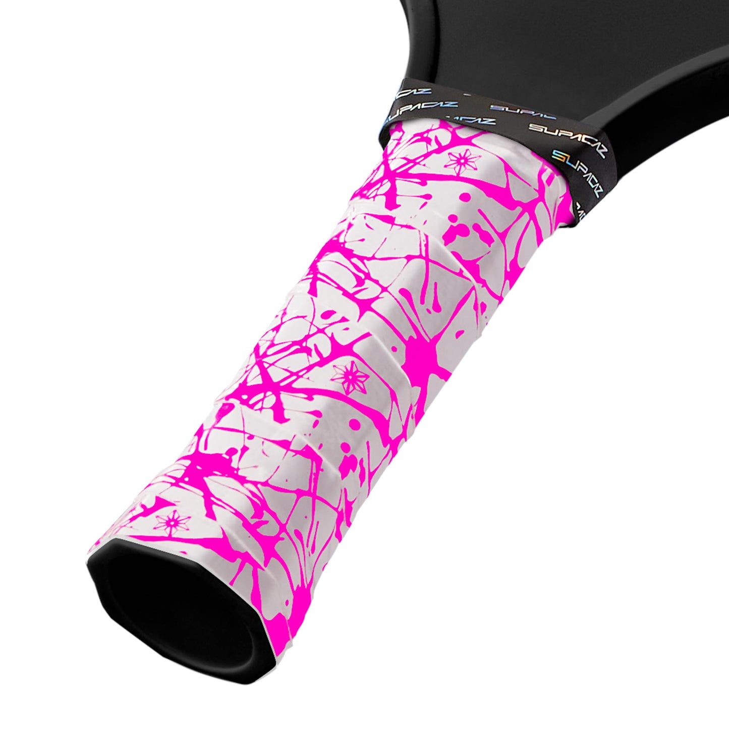 Supacaz Super Sticky Kush Neon Pink Splat Pickleball Overgrip - Tacky Pickleball Paddle Grip Tape Wrap - Pickle Ball Anti-Sweat Overwrap - 3pk