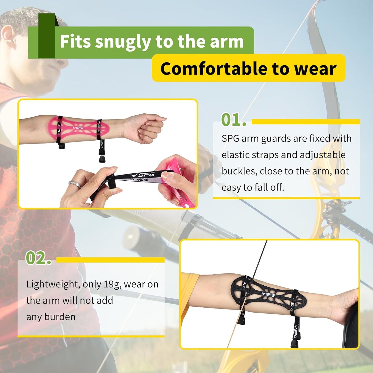 Archery Arm Guard Protector - Adjustable Forearm Armguard for Adults & Youth | Ideal for Competition Shooting & Hunting