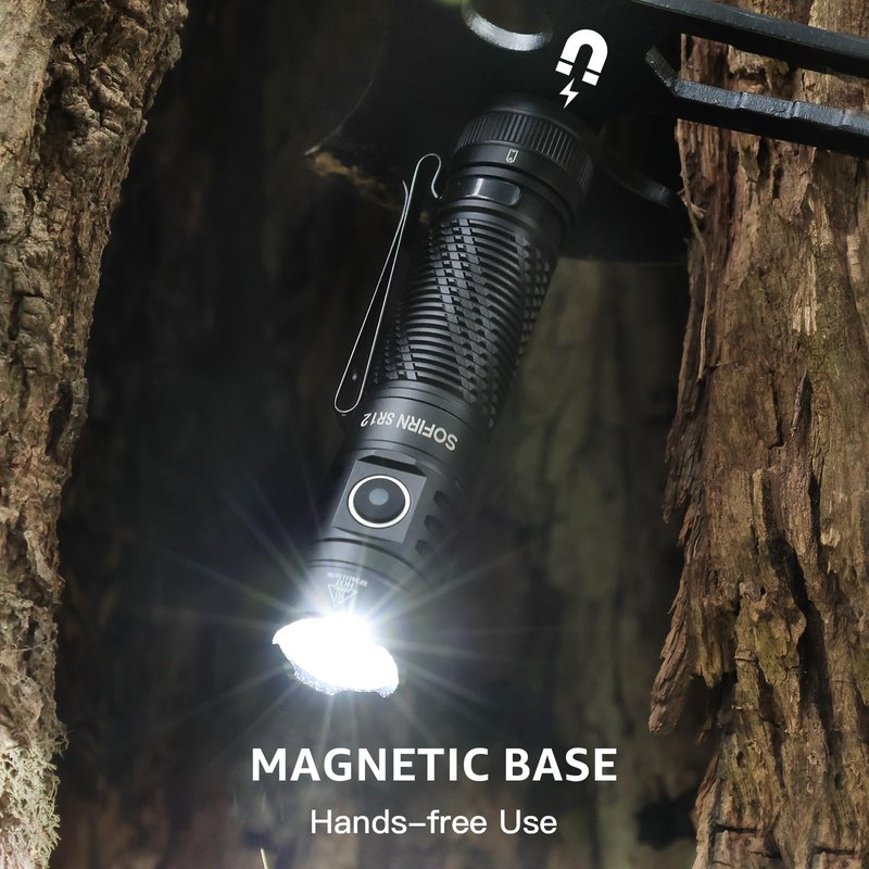 Pocket Flashlight Rechargeable LED Light - Sofirn SR12 Small Flashlights Powerful, Bright EDC Light, 1300ft Long Throw Magnetic Flashlight High Lumens, IP68 Waterproof, Simple UI, Compact for Outdoor
