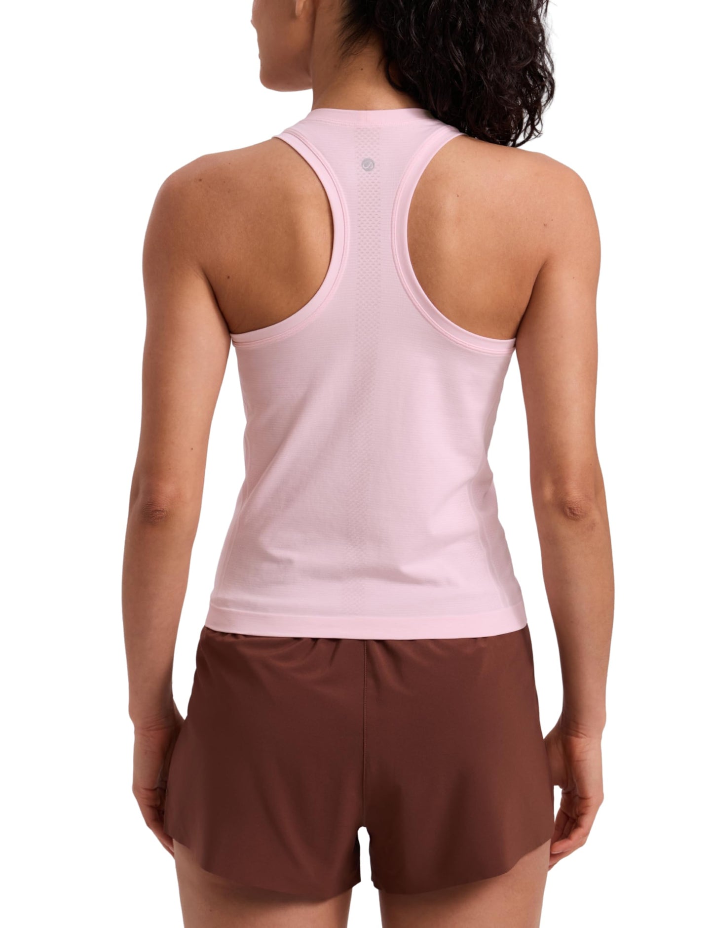 CRZ YOGA Seamless Workout Tank Tops for Women - Athletic Running Gym Sleeveless Shirts Crewneck Racerback Breathable Strawberry Pink Medium