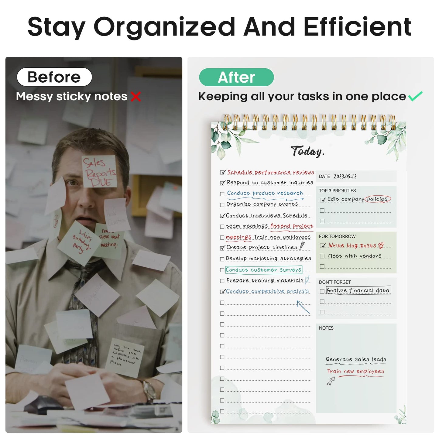 Taja To Do List Notepad - To Do List Notebook for Work with 52 Sheets, 9.8" x 6.5", Undated Daily Planner Perfect for Daily Tasks and Goal Setting, Notepad Suitable for Office, Home & School - Nature