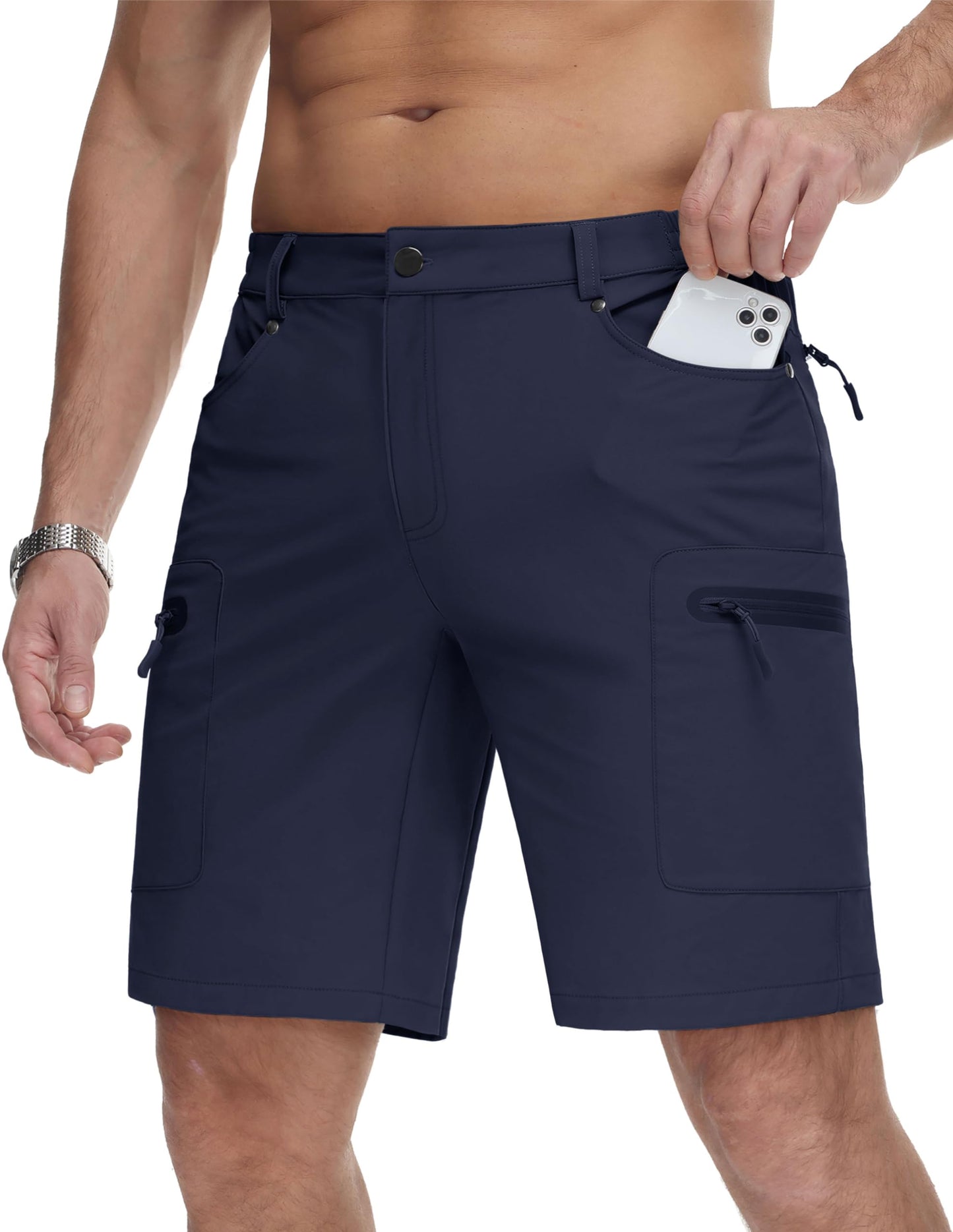 MAGCOMSEN Golf Shorts Men Water Resistant Hiking Shorts Quick Dry Lightweight Tactical Shorts Athletic Shorts Casual Shorts Navy