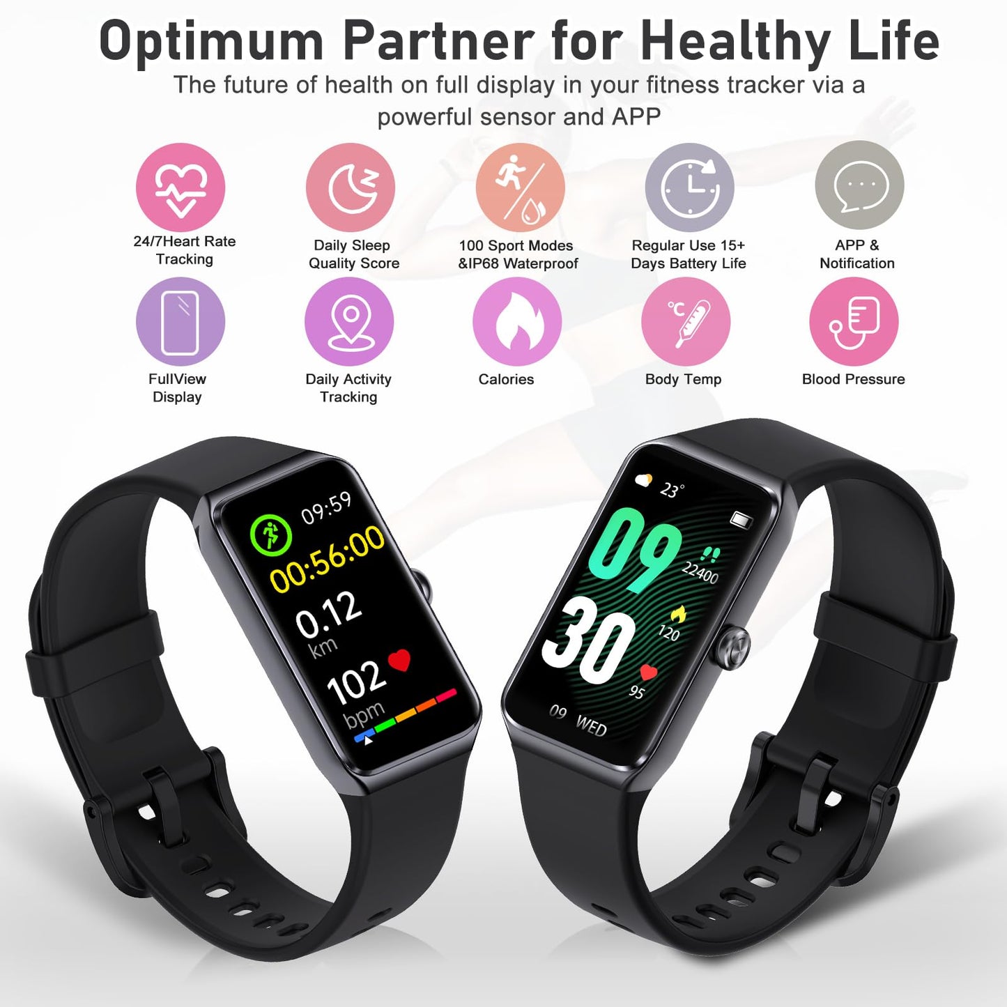 ST-CARE Fitness Tracker with Step Counter/Calories/Stopwatch, Activity Tracker, Health Tracker with Heart Rate Monitor, Sleep Tracker,1.47 Touch Color Screen, Pedometer Watch for Women Men