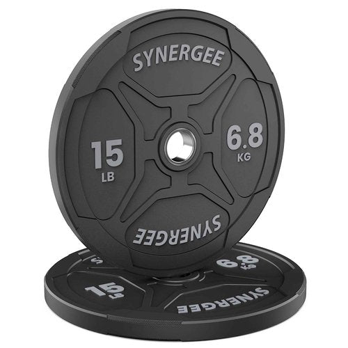 Synergee EZ Grip Bumper Plates 15 LB Pair Black