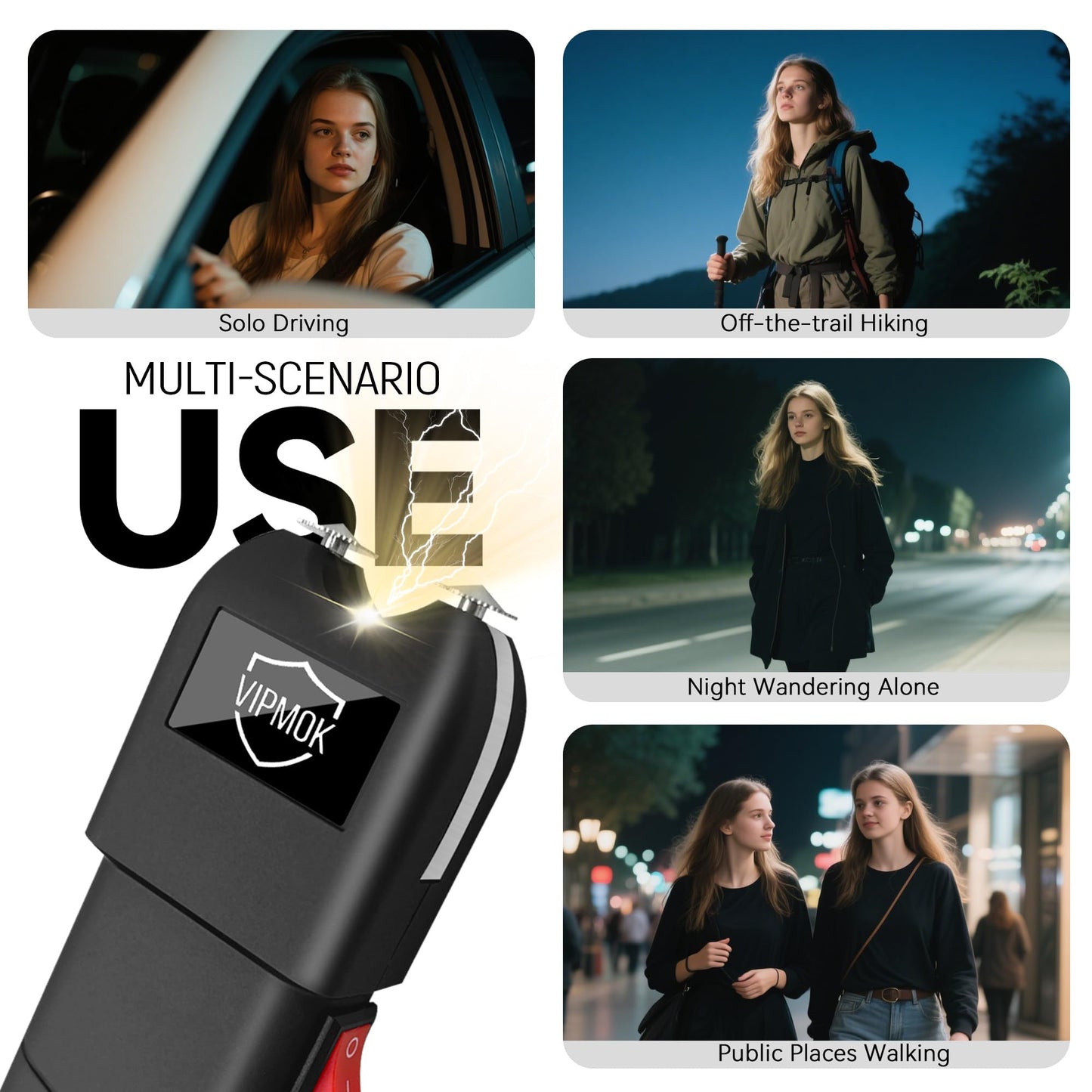VIPMOK-928 2 in 1 Stun Gun with LED Flashlight Personal Protection Device