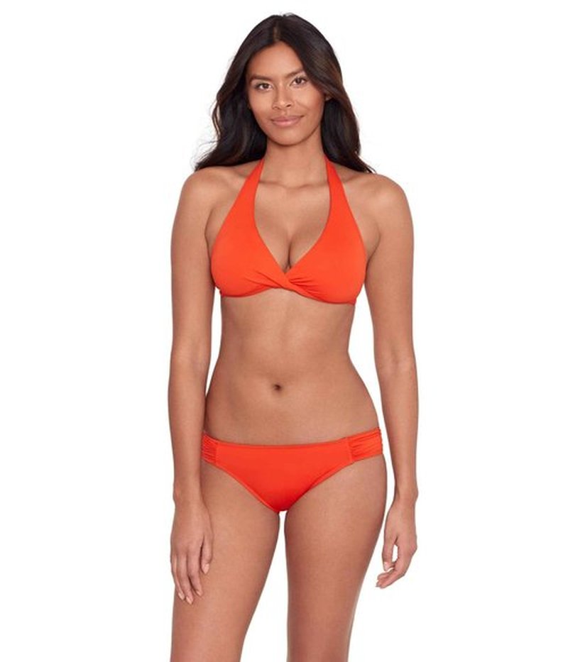 Lauren Ralph Lauren Womens Beach Club Solids Shirred Side Hipster Orange 8