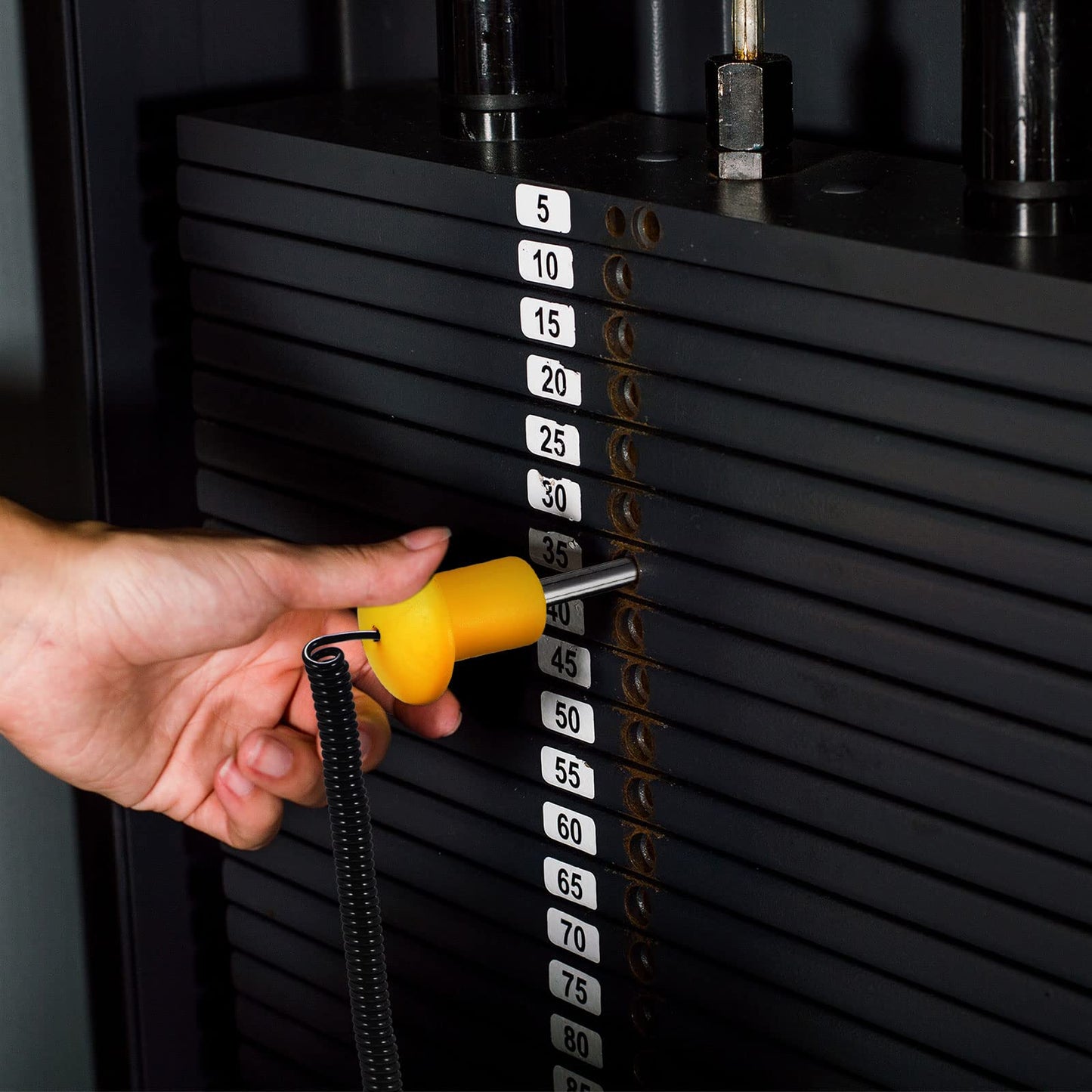 uxcell 10mm x 105mm Weight Stack Pin with Pull Rope Magnetic Strength Training Equipment Accessories for Fitness Training Yellow 2pcs