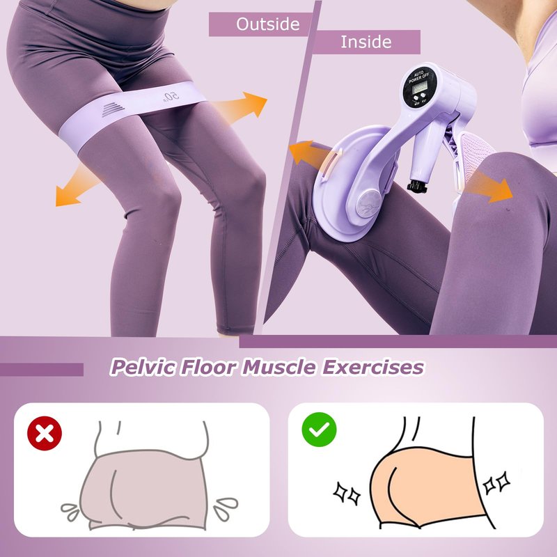 ZADBP Thigh Trainer [2026 Upgraded], 12-80LB Thigh Exerciser, LED Pelvic Floor Exercise Devices, 360° Inner Thigh Exerciser, Thigh Hip Trainer Kegel Excerciser with 50LB Resistance Band