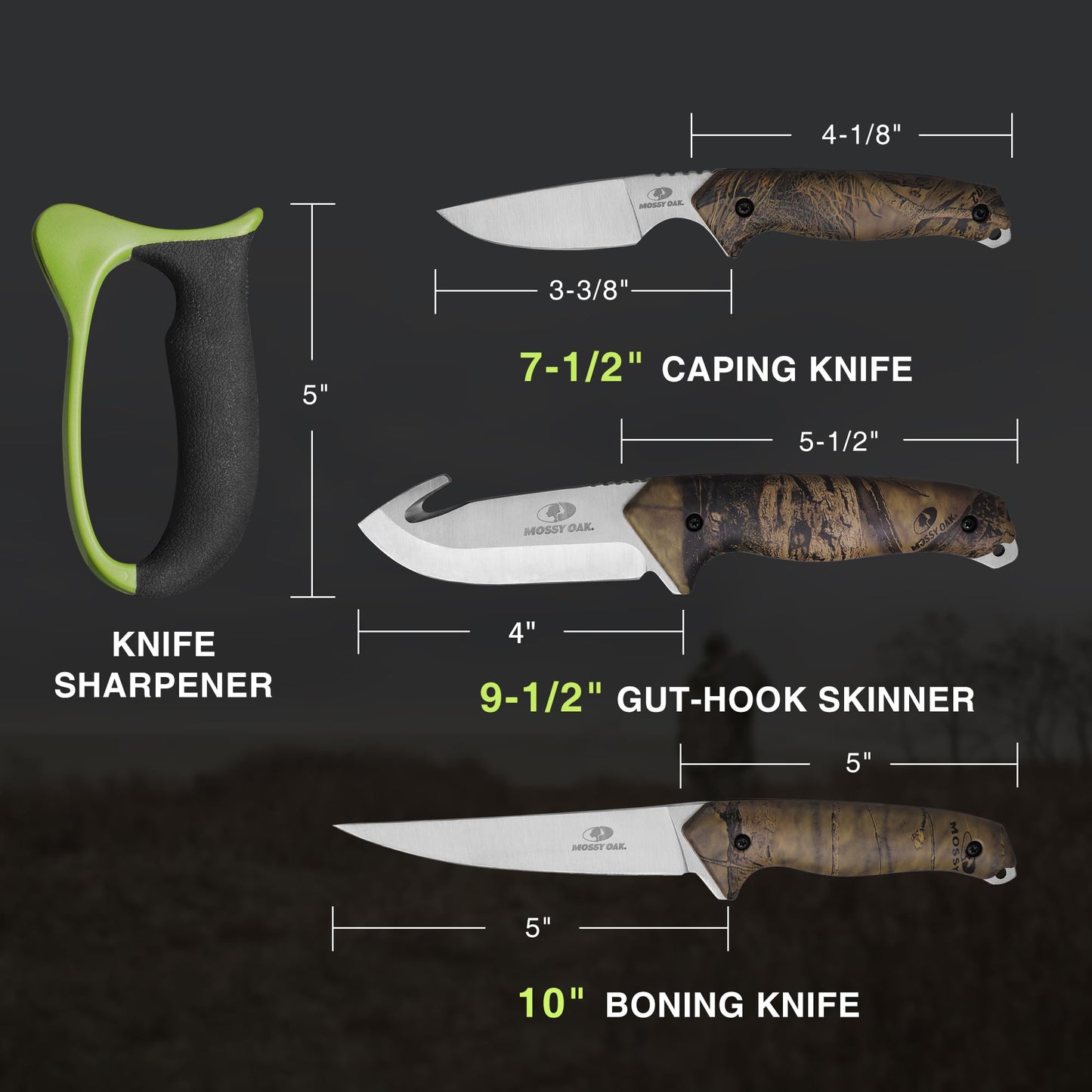 Mossy Oak Field Dressing Kit Hunting Deer Knife Set (8-Piece)