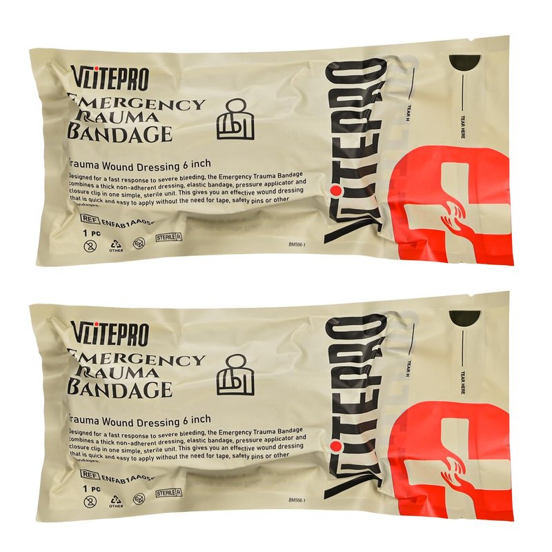 6" Israeli Emergency Bandage, Sterile Vacuum Sealed Compression Trauma Wound Dressing, Medical Pressure Bandage for Bleeding Control, Combat Tactical First Aid IFAK Trauma Kit Supplies