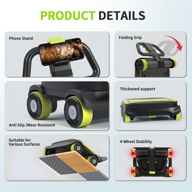 IRISFLY New 4-Wheel Abdominal Roller,Upgraded High-Performance Ab Roller Wheel,Automatic Rebound Ab Roller Board, Strengthen Core & Abs, Ab Machine Perfect for Home Workout