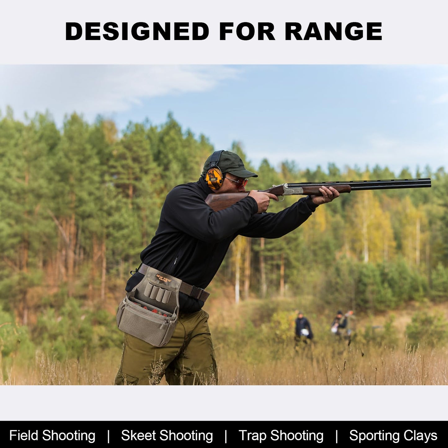 NEW VIEW Shell Bag - Holds 2 Boxes of Shells - Features Spacious Dual Compartments & Comfortable Waist Belt - Sturdy Lightweight Shotgun Shell Pouch Organizer for Your Shells