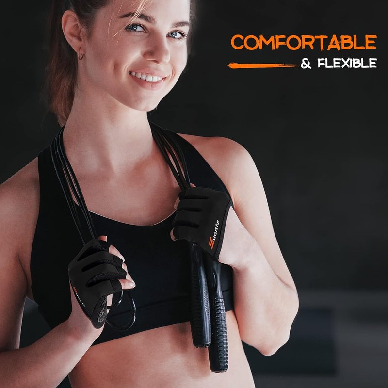 SueStar Weight Lifting Gloves - 3/4 Finger Workout Gloves for Men & Women | Full Palm Protection & Silicone Grip