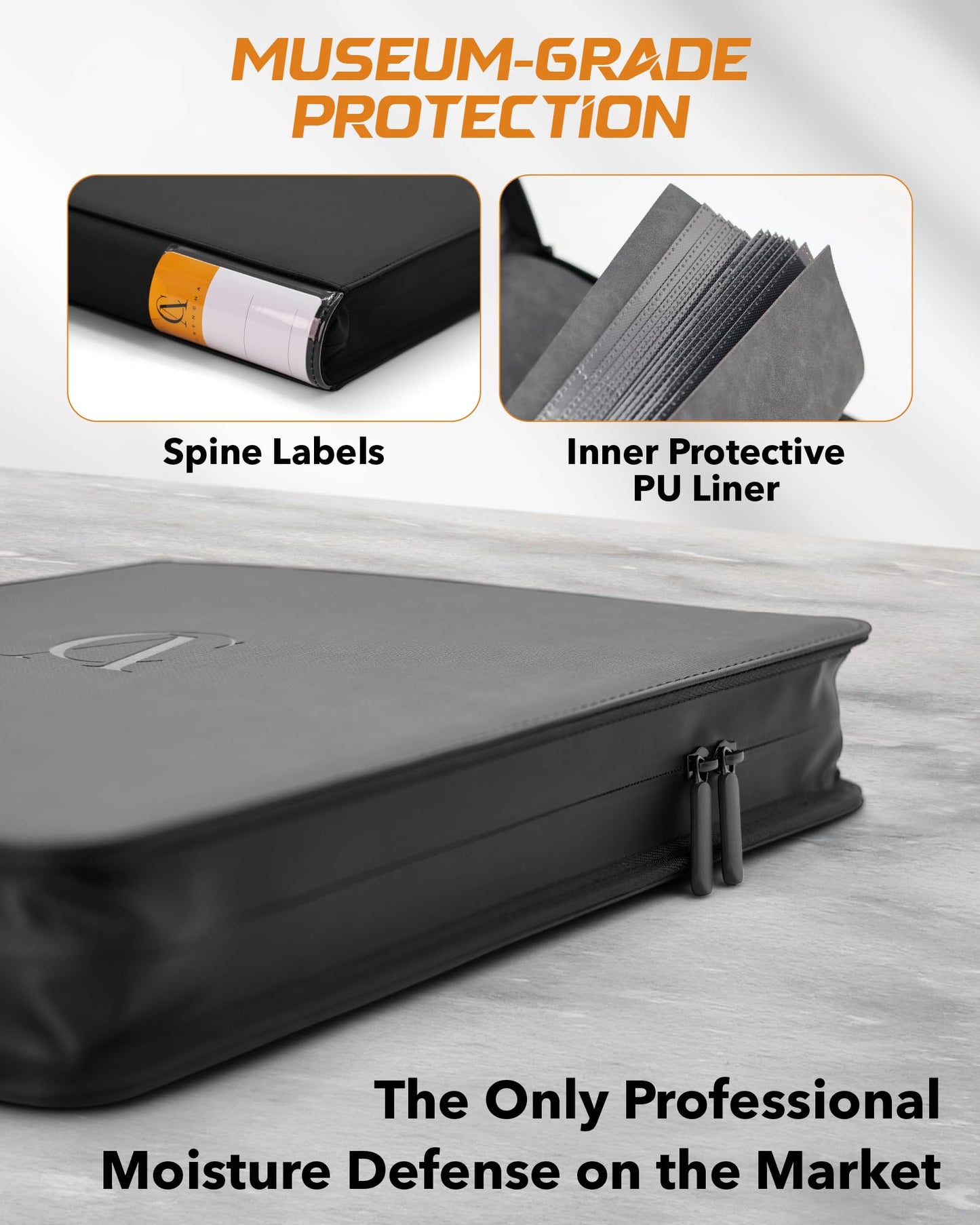 Upgraded Moisture-Resistant Toploader Binder with PU Inner Liner for Extra Protection, Card Binder Top Loader with 9-Pocket, Can Hold 252 Top Loaders/3x4'', for Sports/TCG Party/Premium Cards Storage