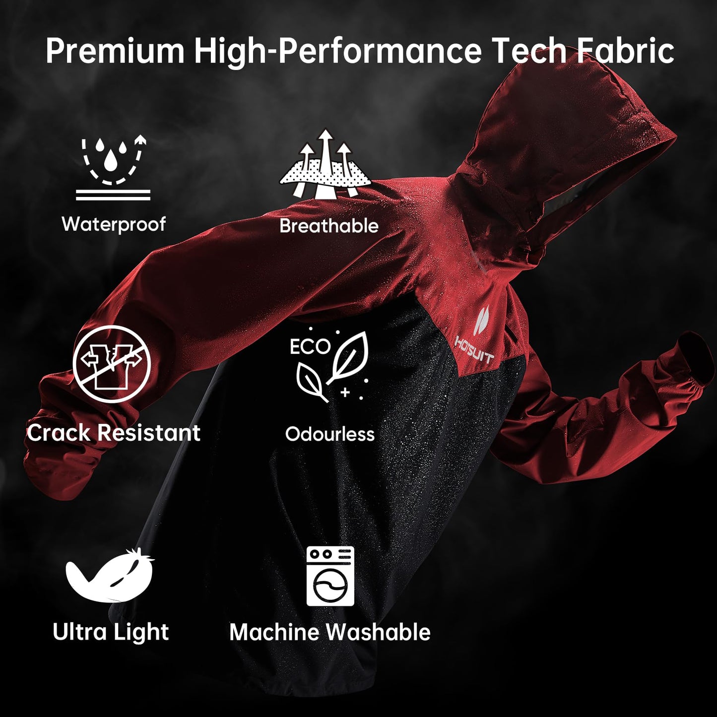 HOTSUIT Sauna Suit for Men & Women Sweat Suit Sauna Jacket Pant Gym Workout 7 Colors, Red, XL