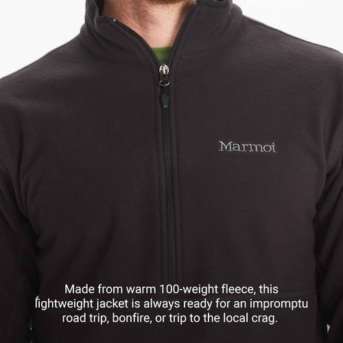 MARMOT Men's Rocklin 1/2 Zip, Lightweight Fleece Pullover Jacket, Black, Large