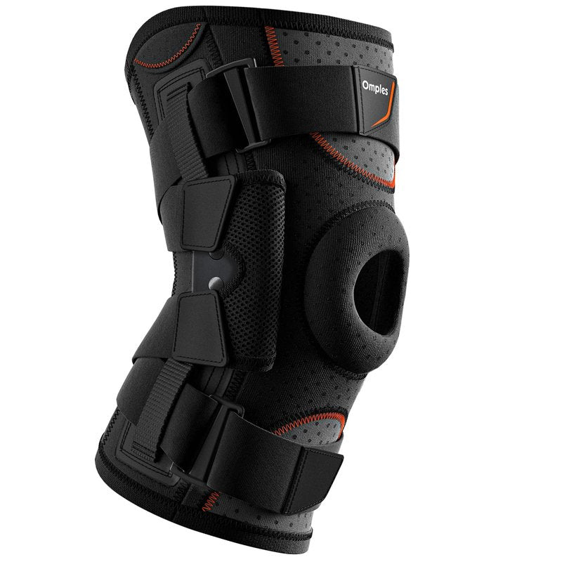 Omples Hinged Knee Brace for Knee Pain, Meniscus Tear Knee Support with Side Stabilizers for Men and Women, Patella Knee Brace for Arthritis Pain Running Working Out Black (Medium)