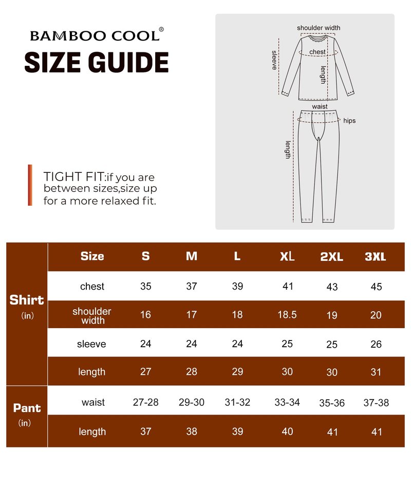 BAMBOO COOL BlazeBoo Men's Thermal Underwear with Soft Fleece Lined Base Layer Cold Weather Top Bottom Gift Set